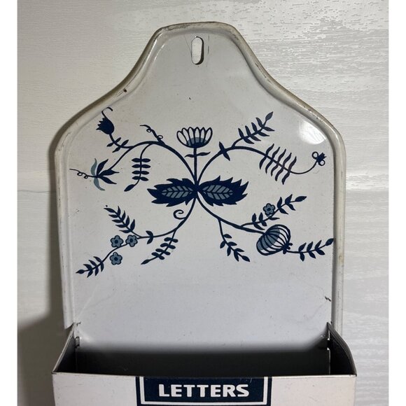 Metal Wall Organizer For Letters Bills & Misc Blue Floral Design - Picture 5 of 10